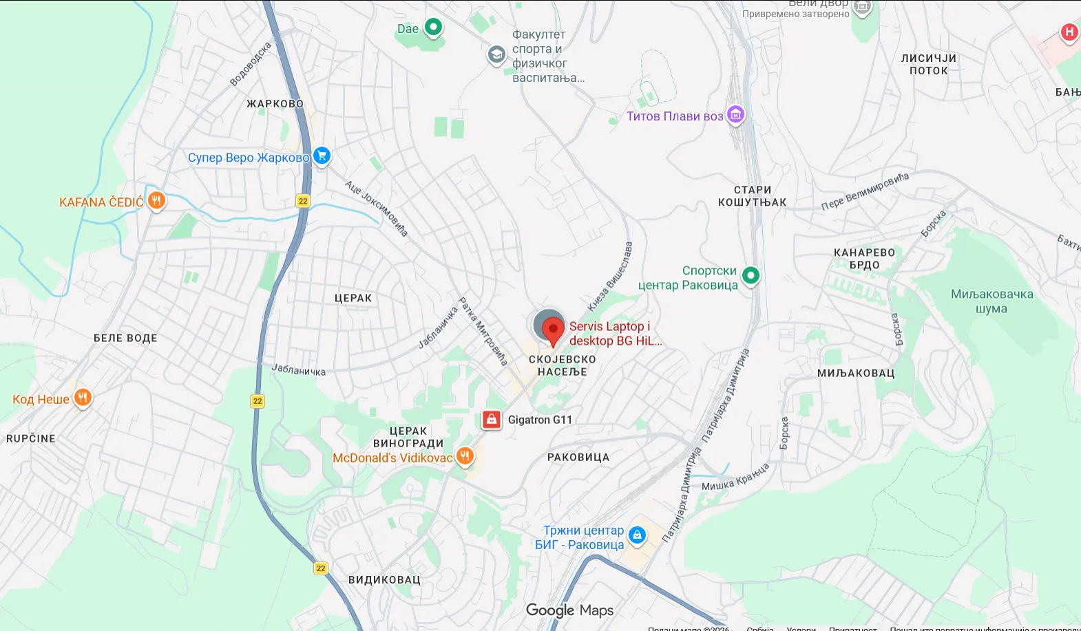 Pokrivenost servisa čišćenja računara i laptopova u Beogradu